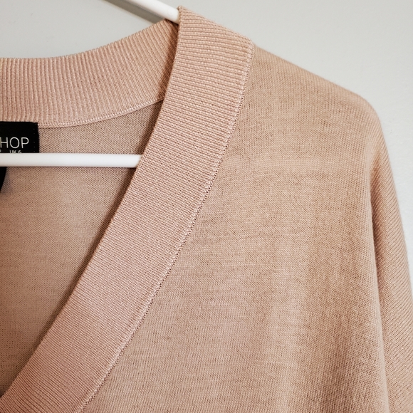 Topshop womens sweater 2 pink knit oversize light weight vneck high low - Picture 2 of 6